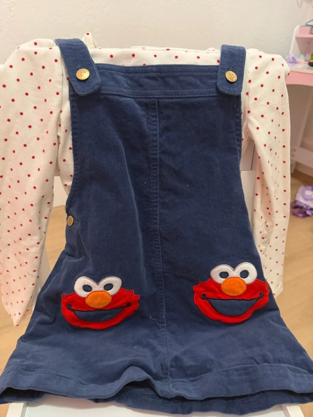 Navy Elmo Corduroy Pinafore Dress for Kids